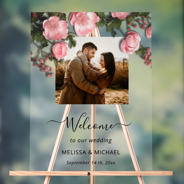 Señal Acrílica Elegant Pink White 3D Roses Wedding (Neutral )