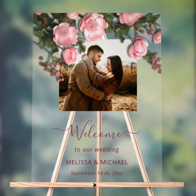 Señal Acrílica Elegant Pink White 3D Roses Wedding (Neutral )