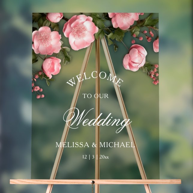 Señal Acrílica Elegant Pink White 3D Roses Wedding (Neutral )