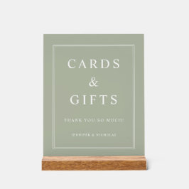 Señal Acrílica Elegant Sage Green Cards And Gifts Wedding