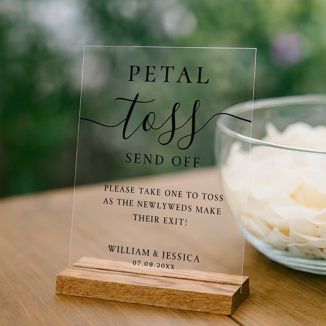 Señal Acrílica Elegant Script Wedding Petal Toss (Subido por el creador)