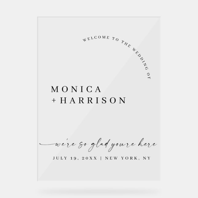 Señal Acrílica Elegant Script Wedding Welcome Framed Print (Anverso)