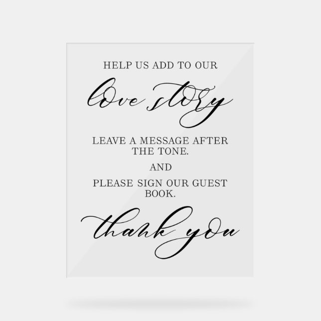 Señal Acrílica Elegant Wedding Audio Guest Book Sign | Modern  (Anverso)