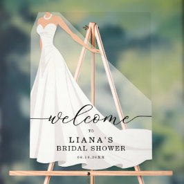 Señal Acrílica Elegant Wedding Gown Bridal Shower Welcome