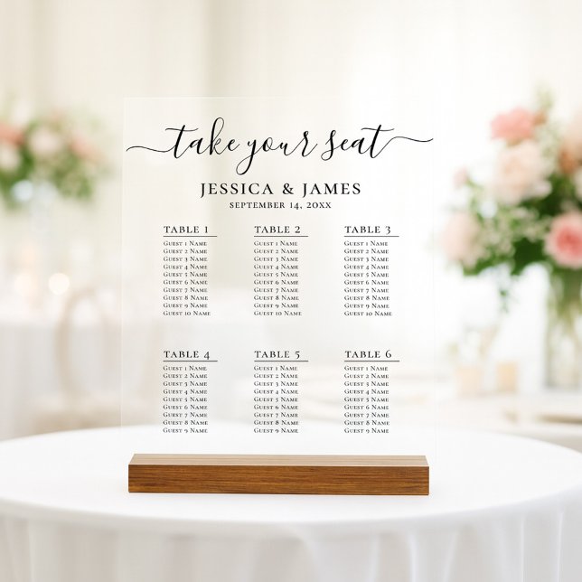 Señal Acrílica Elegant Wedding Seating Chart With 6 Tables (Subido por el creador)
