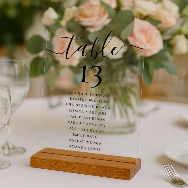 Señal Acrílica Elegant Wedding Table Number And Seating Chart (Subido por el creador)