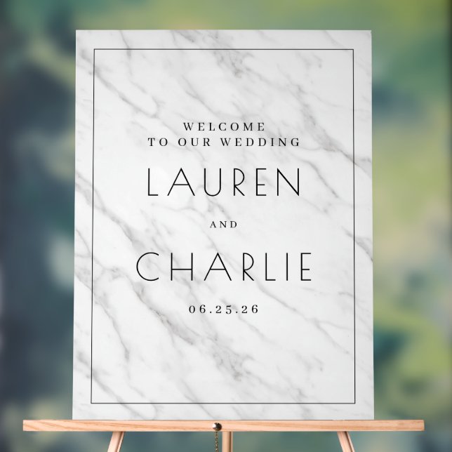 Señal Acrílica Elegant White Marble Wedding Sign (Neutral )