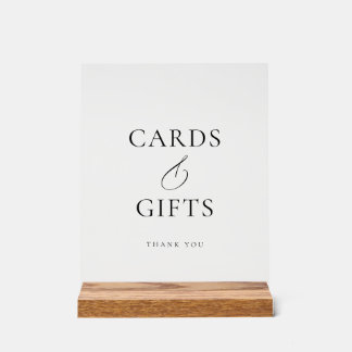 Señal Acrílica Elegant Wood Acrylic Wedding Cards and Gifts Sign