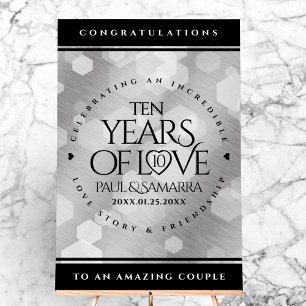 Señal Acrílica Elegante 10° Aniversario del Boda Tin