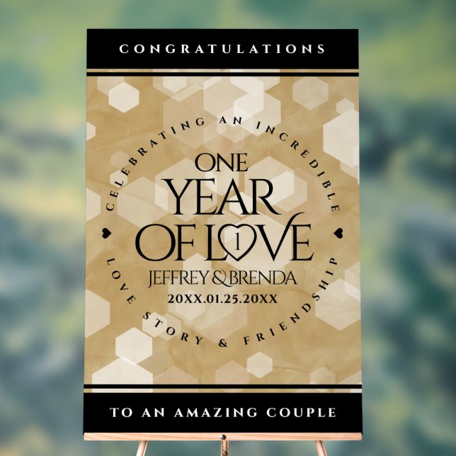 Señal Acrílica Elegante 1er aniversario de Boda de papel (Neutral )