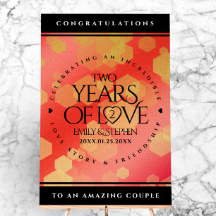 Señal Acrílica Elegante 2º Aniversario del Boda Garnet