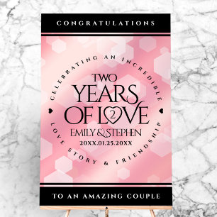 Señal Acrílica Elegante 2º Rosa Aniversario del Boda del Cuartz