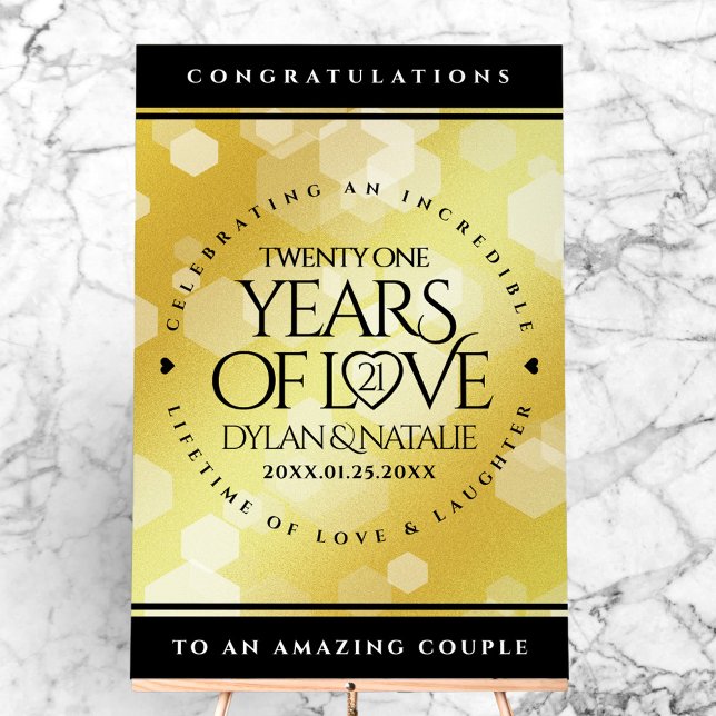 Señal Acrílica Elegante 21ª celebración del Aniversario del Boda  (Elegant 21st Brass Wedding Anniversary Acrylic Sign Cover Photo)