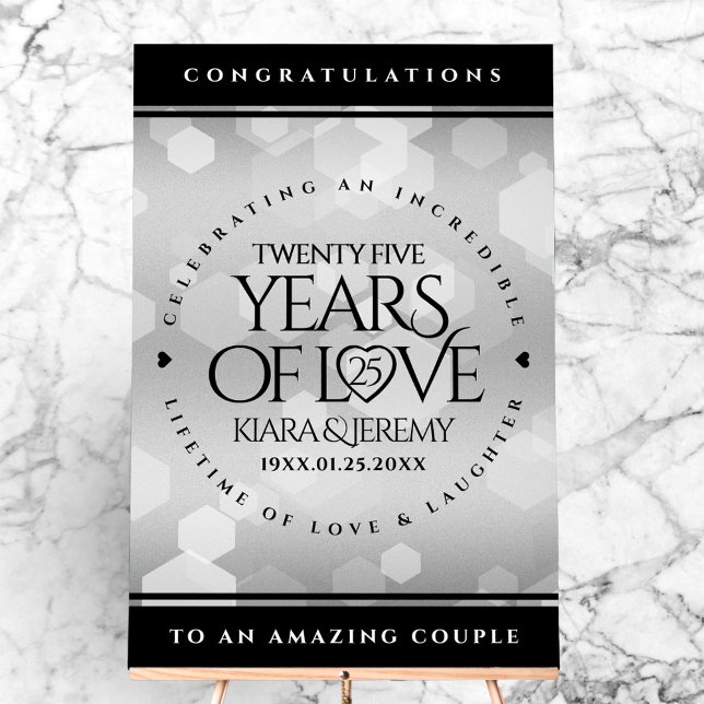 Señal Acrílica Elegante 25° aniversario Boda de Plata (Elegant 25th Silver Wedding Anniversary Acrylic Sign Cover Photo)