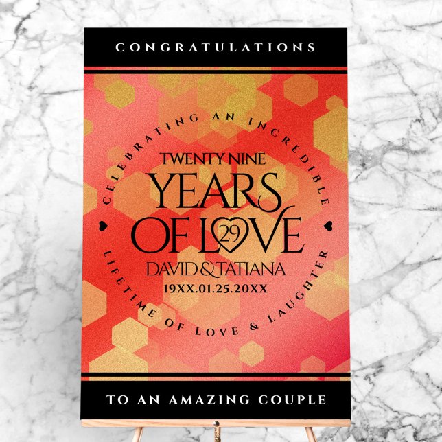 Señal Acrílica Elegante 29° Aniversario del Boda de Garnet (Elegant 29th Garnet Wedding Anniversary Acrylic Sign Cover Photo)