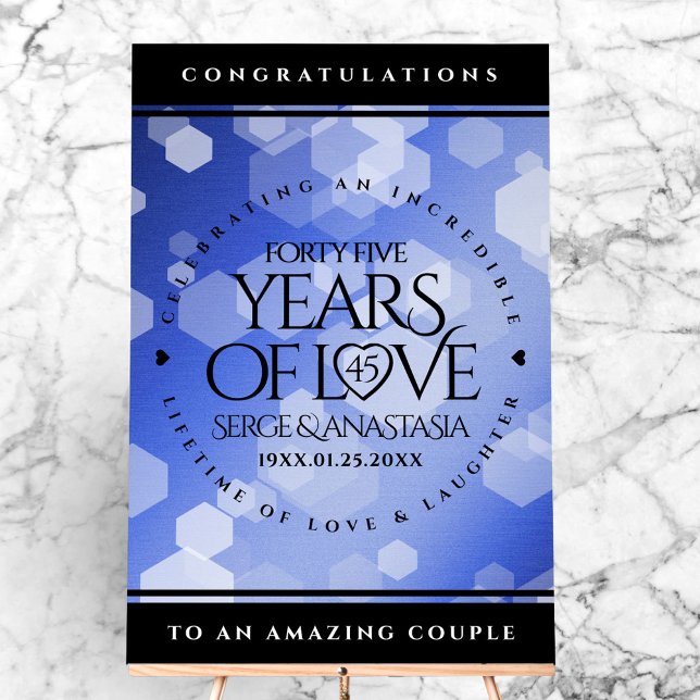 Señal Acrílica Elegante 45° Aniversario del Boda de Sapphire (Elegant 45th Sapphire Wedding Anniversary Acrylic Sign Cover Photo)