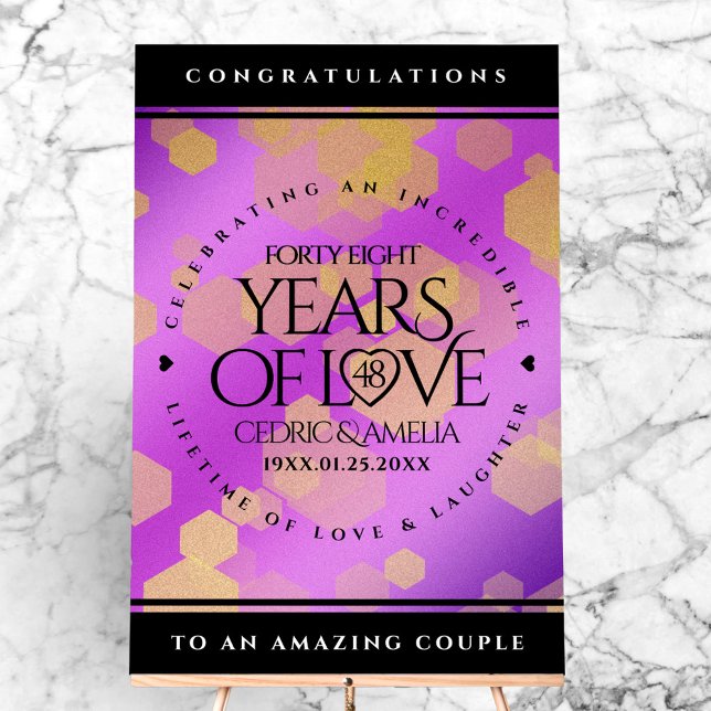 Señal Acrílica Elegante 48º Aniversario del Boda Ametista (Elegant 48th Amethyst Wedding Anniversary Acrylic Sign Cover Photo)