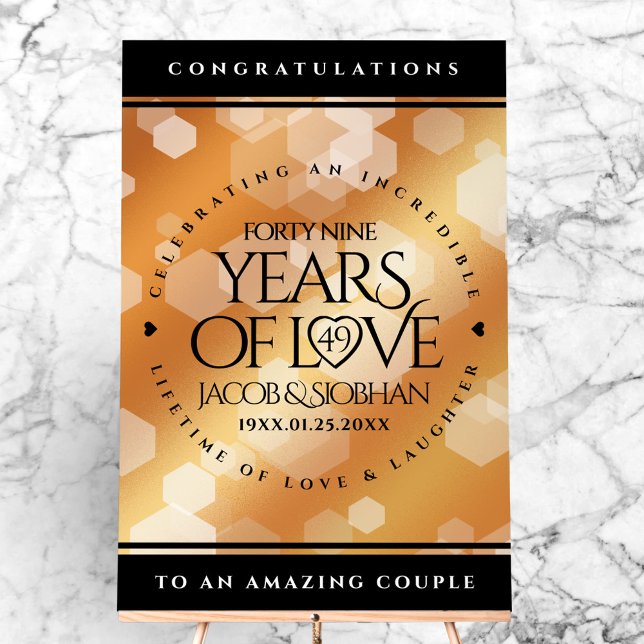 Señal Acrílica Elegante 49° Aniversario del Boda del Cobre (Elegant 49th Copper Wedding Anniversary Acrylic Sign Cover Photo)