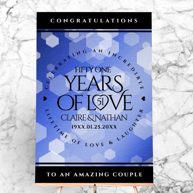 Señal Acrílica Elegante 51° Aniversario del Boda Sapphire (Elegant 51st Sapphire Wedding Anniversary Acrylic Sign Cover Photo)