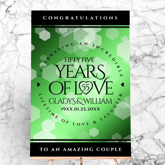 Señal Acrílica Elegante 55º aniversario de Boda Esmeralda (Elegant 55th Emerald Wedding Anniversary Acrylic Sign Cover Photo)