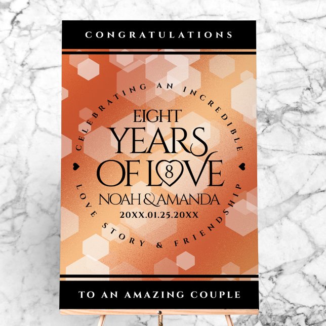 Señal Acrílica Elegante 8° Aniversario del Boda de Bronce (Elegant 8th Bronze Wedding Anniversary Acrylic Sign Cover Photo)