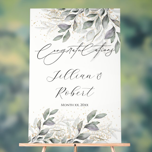 Señal Acrílica Elegante acuarela deja felicitaciones Bodas (Neutral )