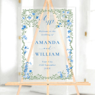 Señal Acrílica Elegante acuarela Flores salvajes BIENVENIDAS Boda