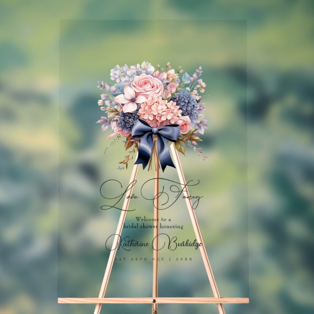 Señal Acrílica Elegante Amor Fancy Floral Bridal Shower (Neutral )