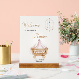 Señal Acrílica Elegante Aqiqah Bienvenida Rótulo acrílico