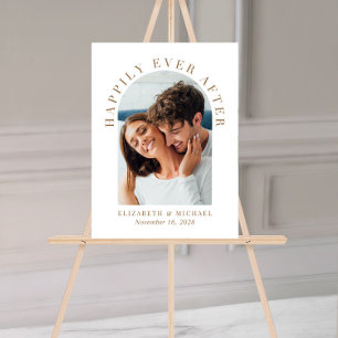 Señal Acrílica Elegante Arch Photo Gold Bienvenida Boda Blanco