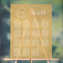 Elegante asiento Boda Monograma Escudo de Leafy de