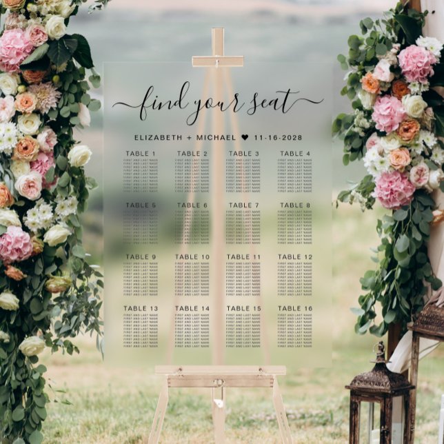 Señal Acrílica Elegante asiento de 16 Bodas de mesa (Subido por el creador)