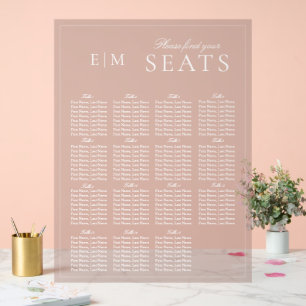 Señal Acrílica Elegante asiento de Boda de escritura moderna rosa