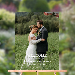 Señal Acrílica Elegante Bienvenida a la Foto de Nuestro Matrimoni