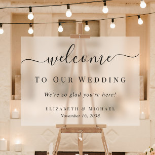 Señal Acrílica Elegante Bienvenida A Nuestra Boda Escarchado