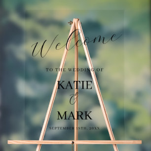 Señal Acrílica Elegante Bienvenida A Nuestro Rótulo Boda