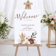 Elegante bienvenida Boda de acuarela de otoño