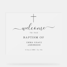 Señal Acrílica Elegante bienvenida de bautismo con escarcha