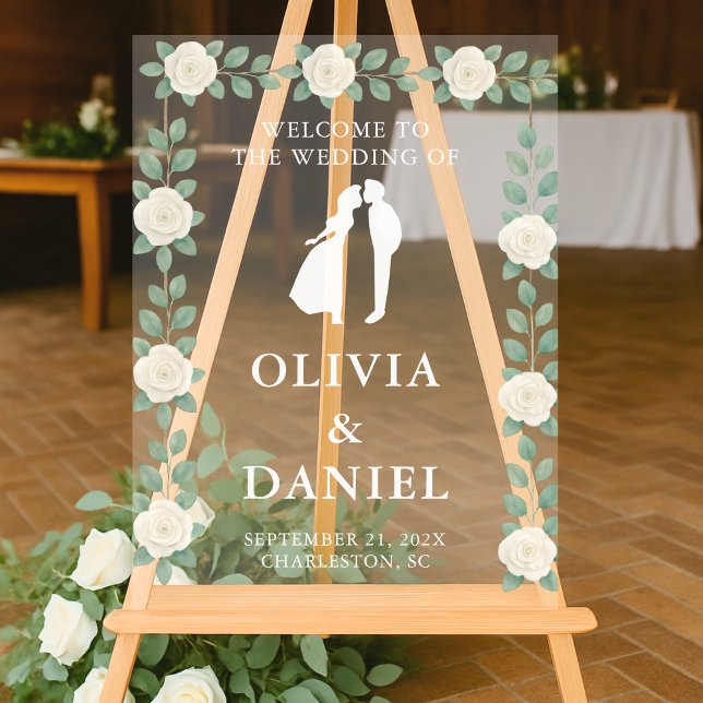 Señal Acrílica Elegante Bienvenida de Boda con Eucalipto (Subido por el creador)
