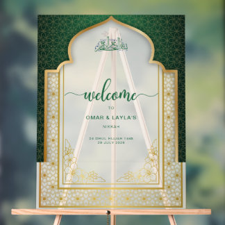 Señal Acrílica Elegante Bienvenida de Boda Islámica