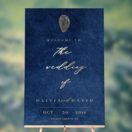 Señal Acrílica Elegante Bienvenida de Boda Náutica Azul