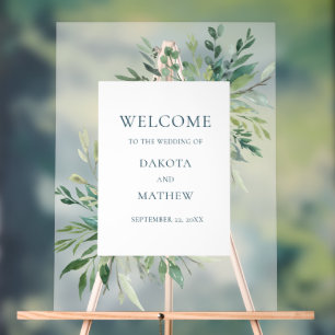 Señal Acrílica Elegante bienvenida de Boda Verde