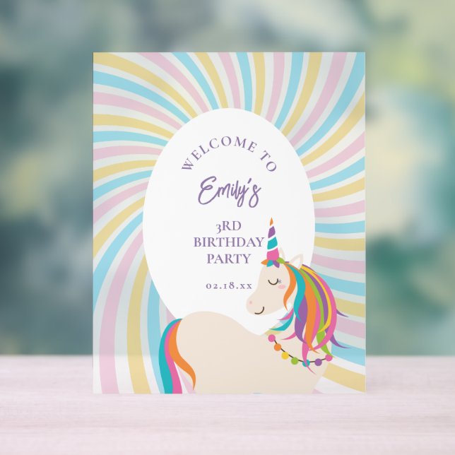 Señal Acrílica Elegante bienvenida de cumpleaños mágica de Rainbo (Neutral )
