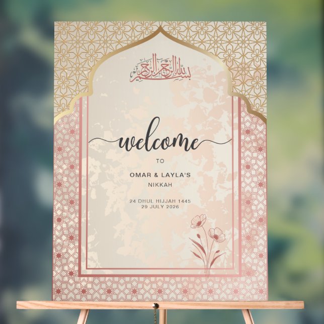 Señal Acrílica Elegante bienvenida personalizada Nikkah (Neutral )