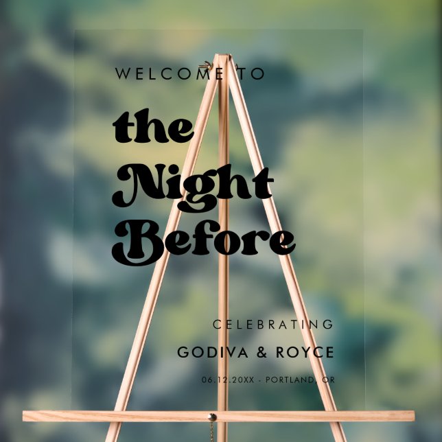 Señal Acrílica Elegante blanco y negro La noche antes de la bienv (Neutral )