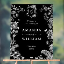 Elegante Blue French Garden Boda Floral Bienvenido