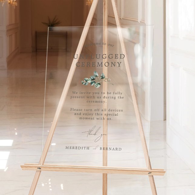 Señal Acrílica Elegante Boda botánico desenchufado ceremonia (Subido por el creador)