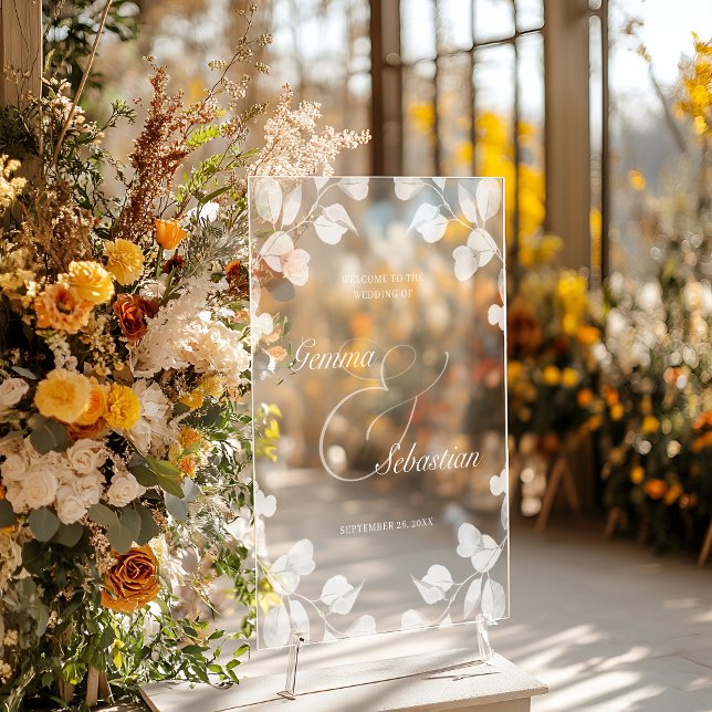 Señal Acrílica Elegante Boda botánico otoño bienvenida (Subido por el creador)