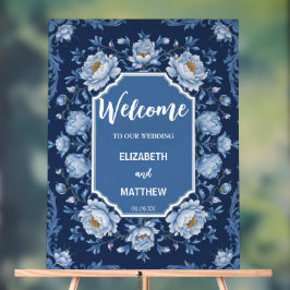 Señal Acrílica Elegante Boda de antigüedades chinas azul y blanco