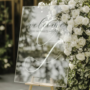 Señal Acrílica Elegante Boda de caligrafía de bienvenida